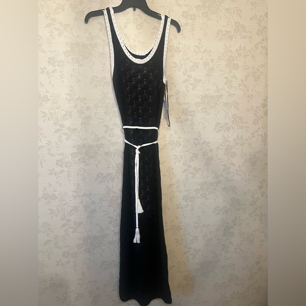 Nine West Crochet Tie Waist Maxi Dress NEW